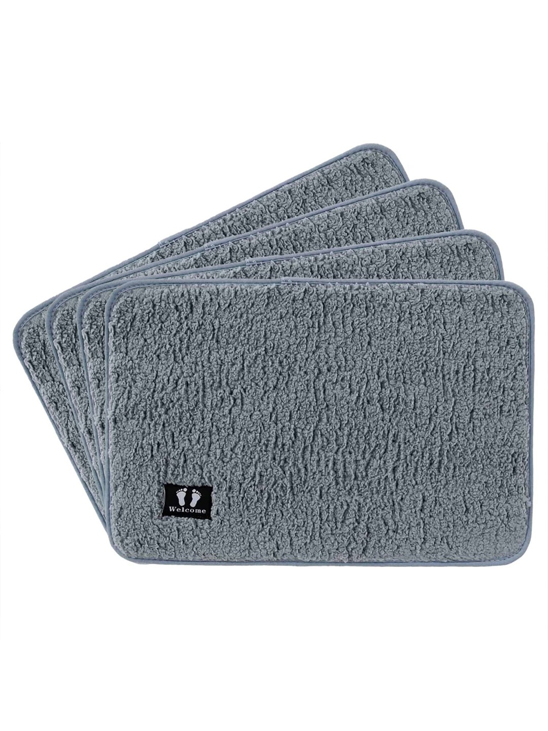 

Kuber Industries Grey 4 Pieces Textured 240 GSM Bath Rugs