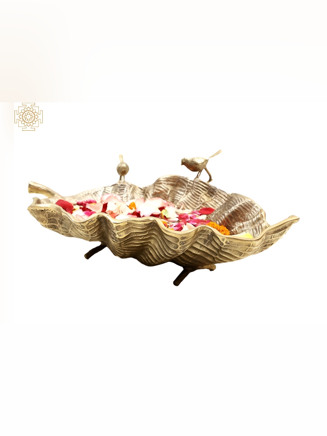 

Exotic India 24" Brass Banana Leaf Urli, Gold