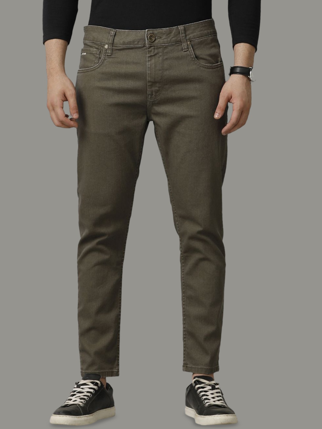 

Voi Jeans Men Mid-Rise Skinny Fit Stretchable Jeans, Olive