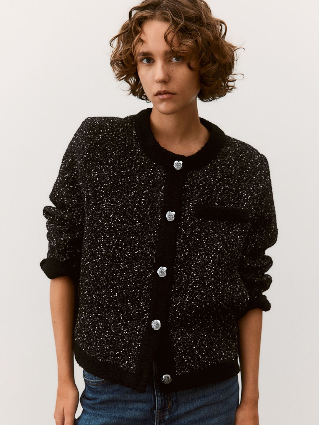 

H&M Women Textured-Weave Jacket, Black