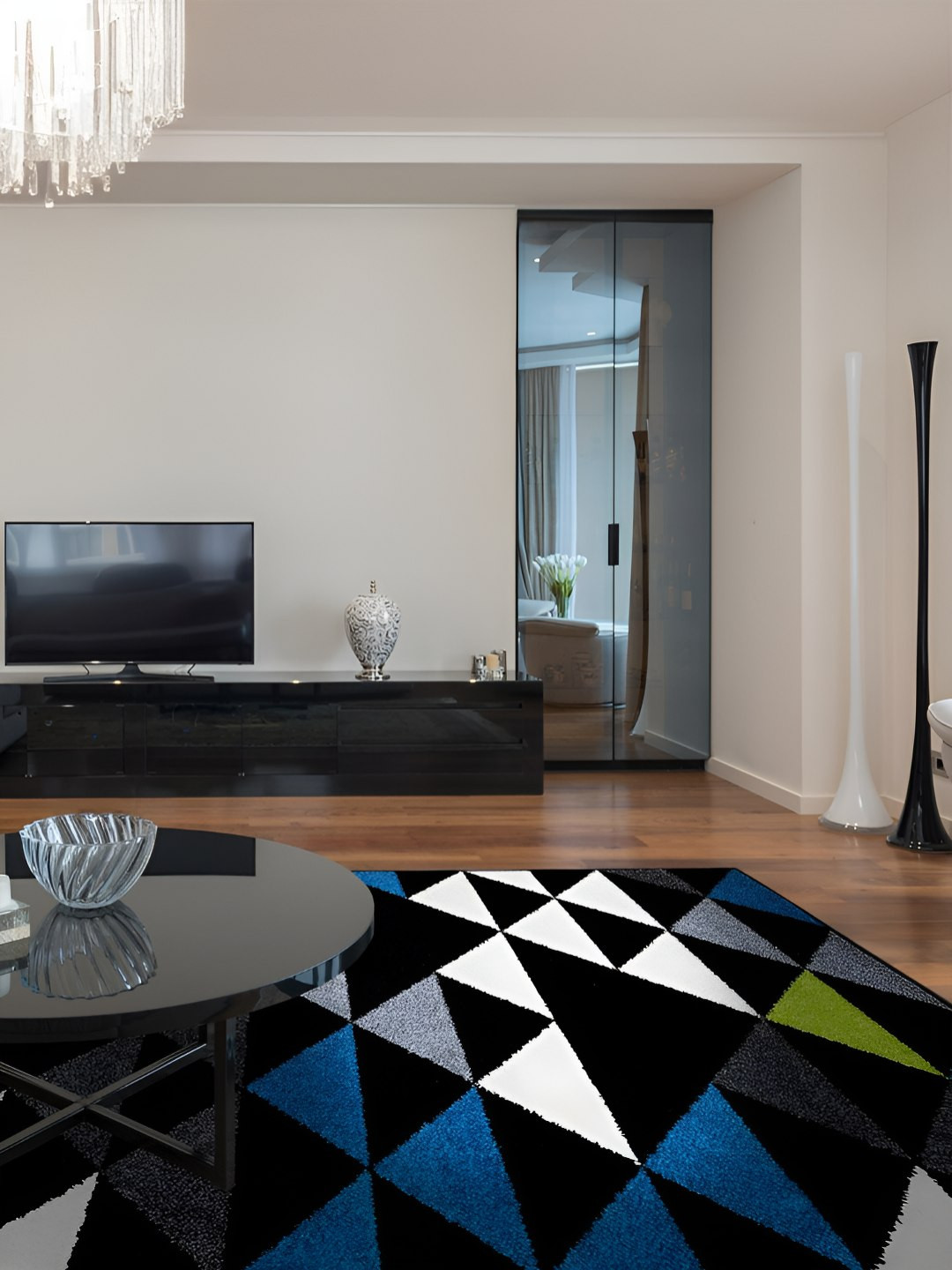 

Sapana Carpet-Mats Black & Green Geometric Printed Carpet