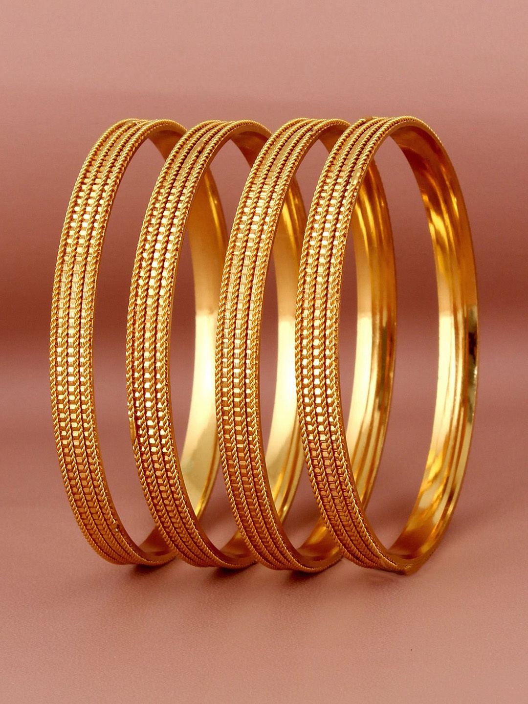 

LUCKY JEWELLERY Set Of 4 18K Gold Plated Bangles