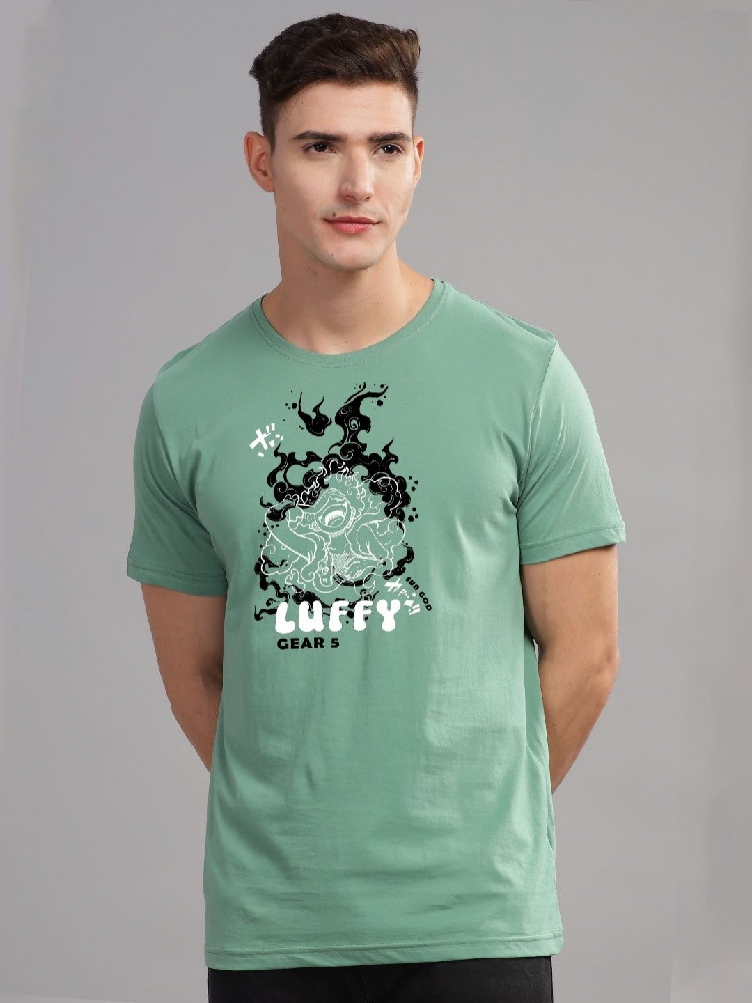 

ADRO Men Printed Raw Edge T-shirt, Teal