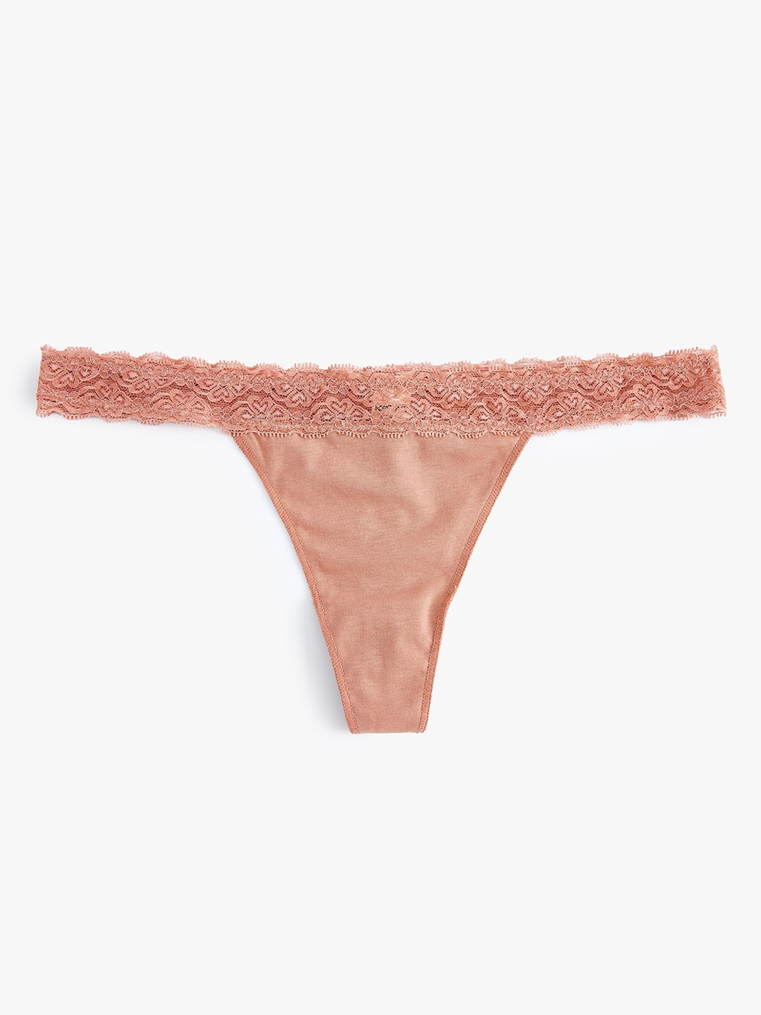 

Koton Lace Detail Mid-Rise Women thongs, Pink