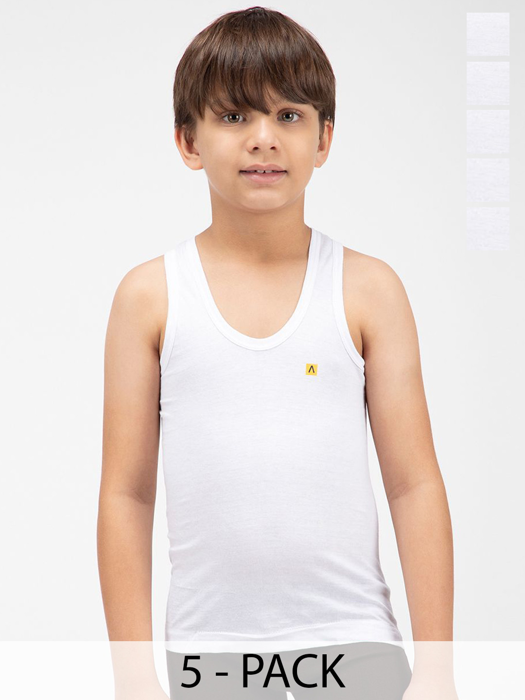 

AMUL COMFY Boys Pack Of 5 Cotton Innerwear Vests, White