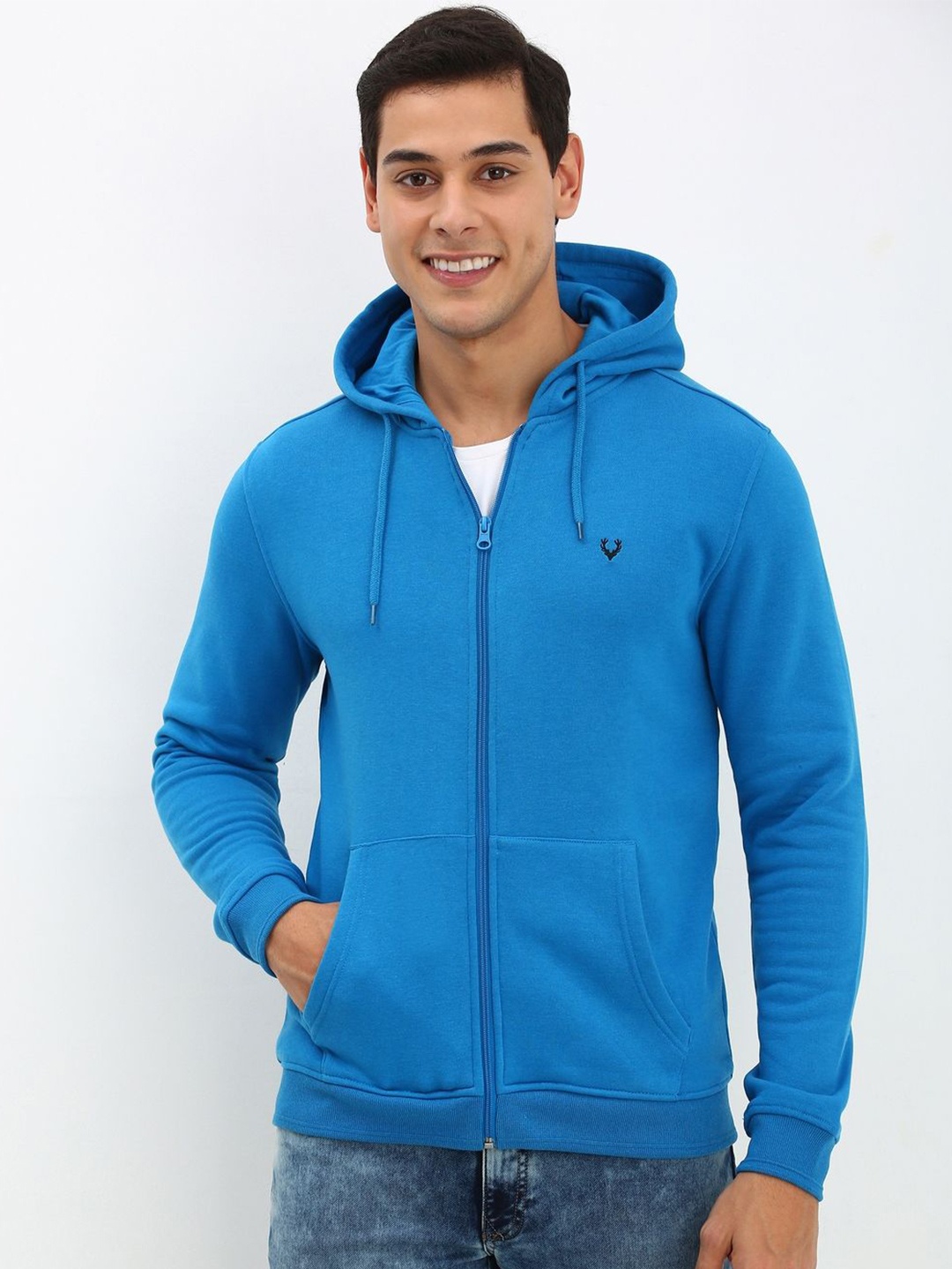 

Allen Solly Men Solid Hooded Sweatshirt, Blue