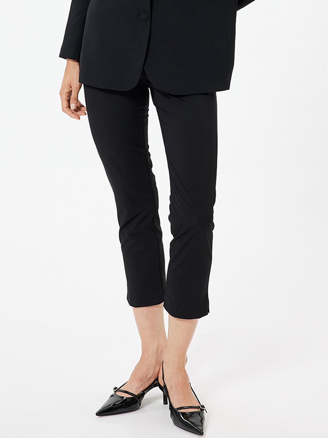 

Koton Women Slim Fit Mid Rise Trousers, Black