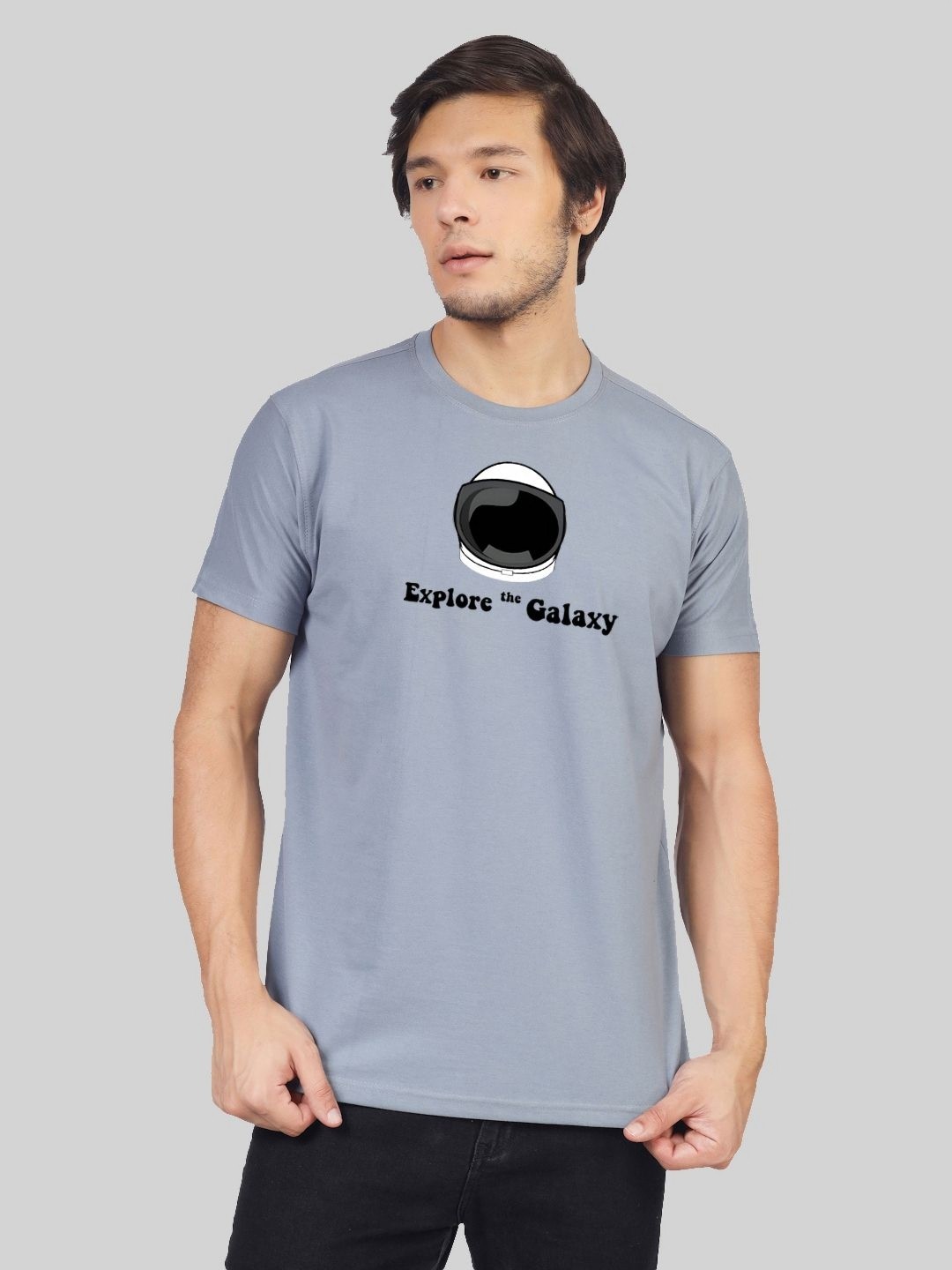 

Greylongg Men Graphic Printed Round Neck Cotton T-shirt, Grey