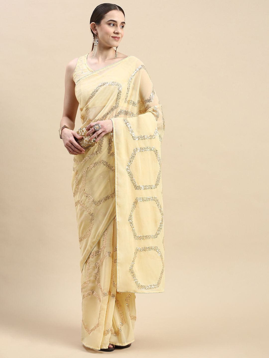 

VAIRAGEE Embellished Ready to Wear Saree, Yellow