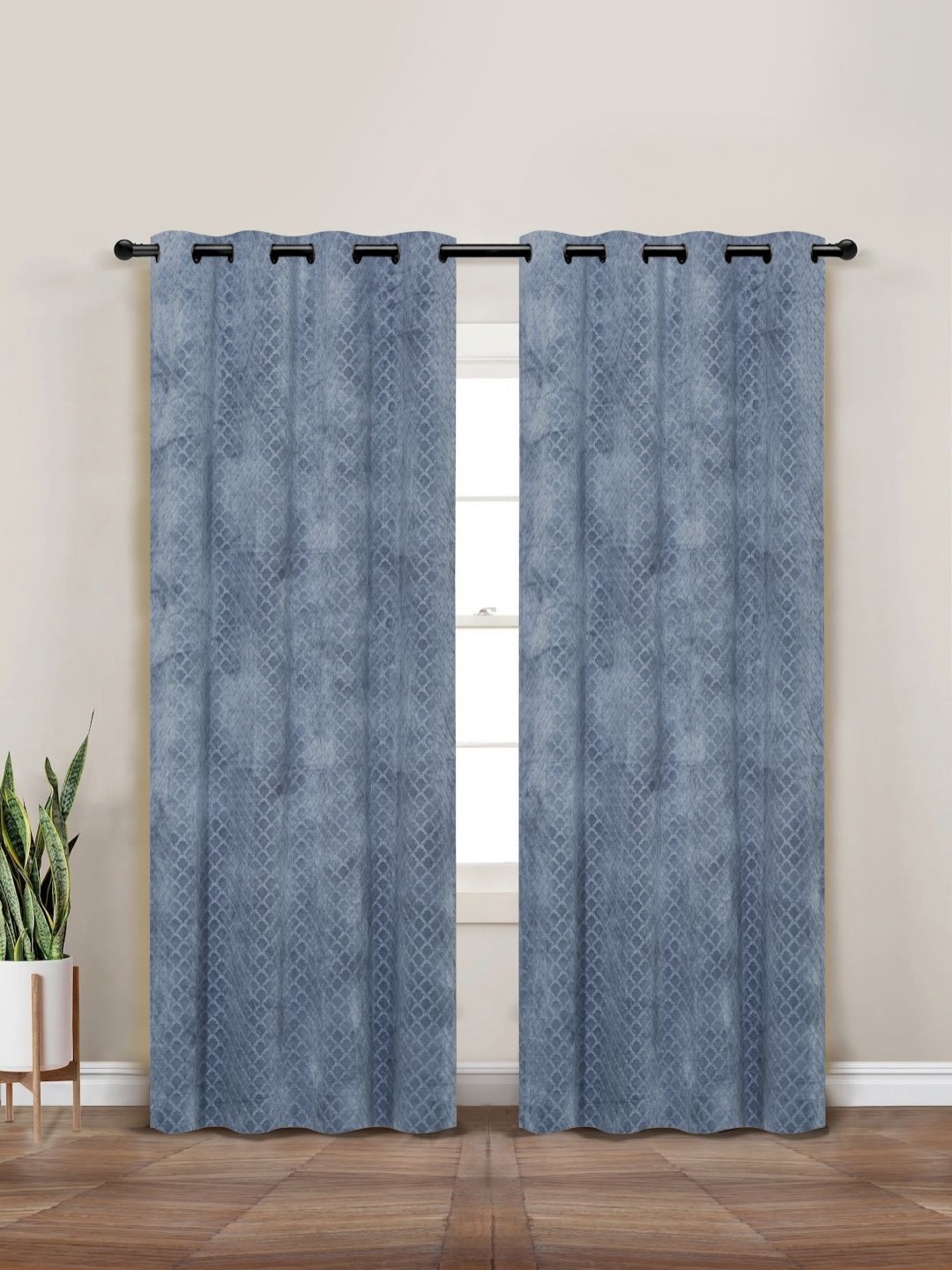 

Myntra Elegant Homes Grey Set of 2 Ethnic Motifs Black Out Long Door Curtain