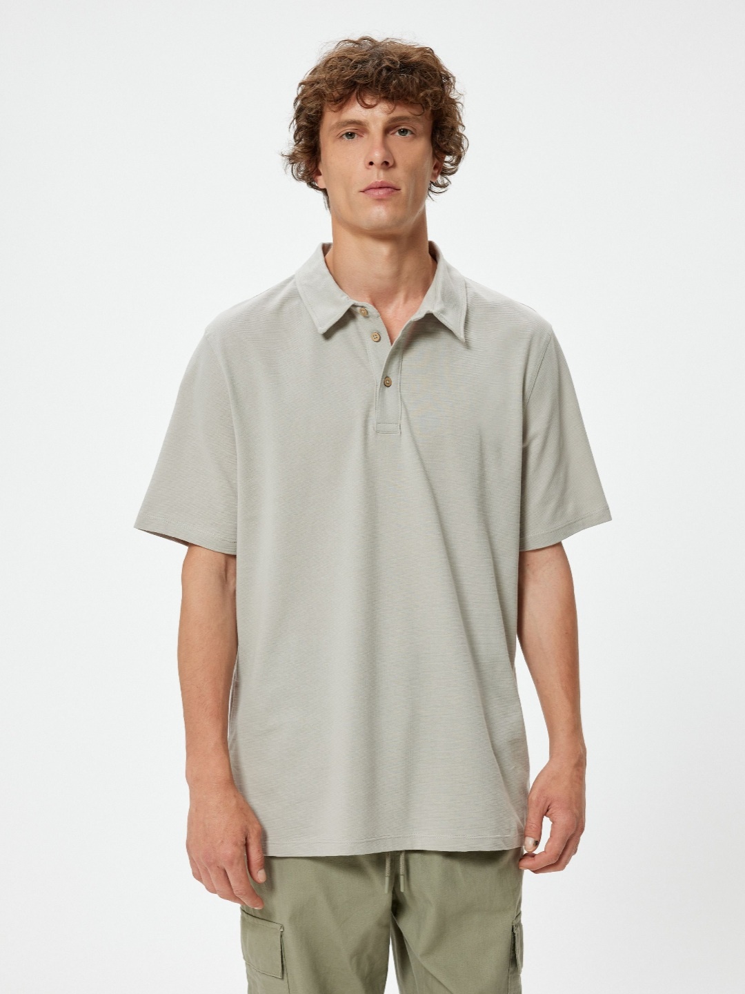 

Koton Men Polo Collar Pockets Slim Fit T-shirt, Grey