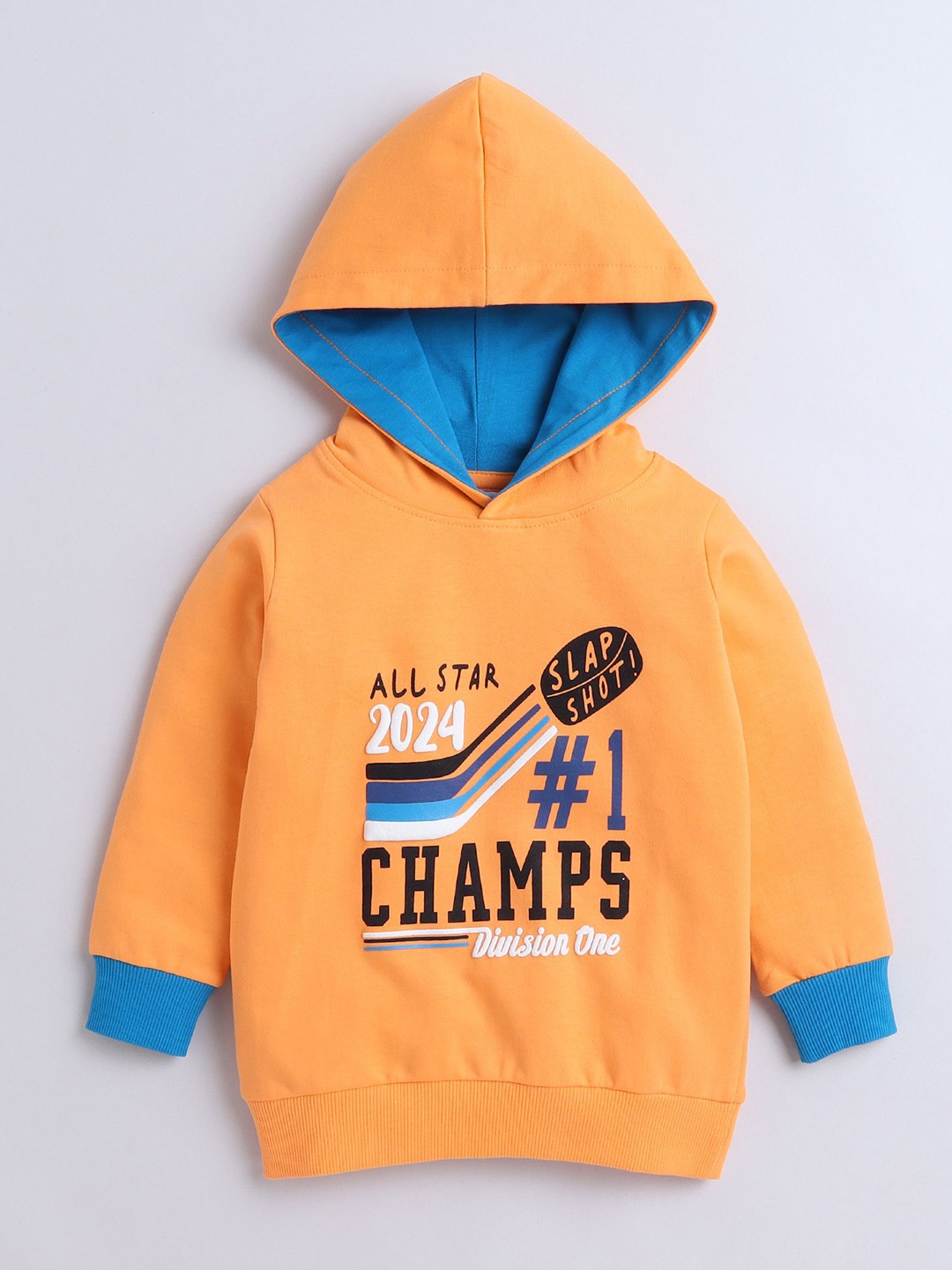 

BUMZEE Boys Printed Hooded Sweatshirt, Orange