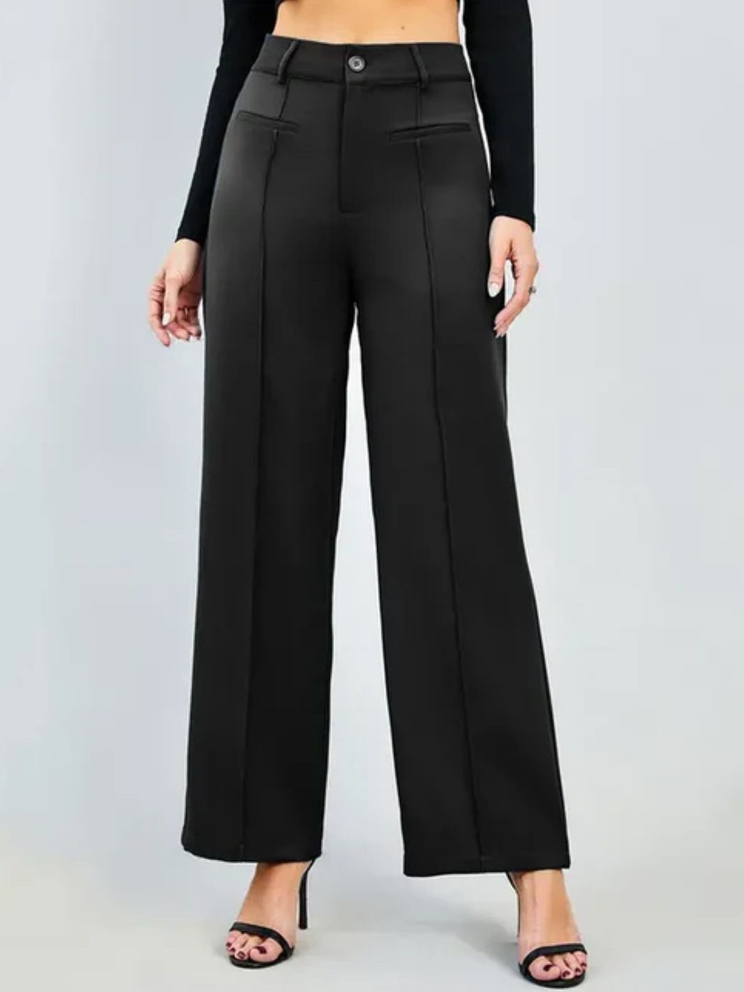 

StyleCast Women Mid-Rise Parallel Trousers, Black
