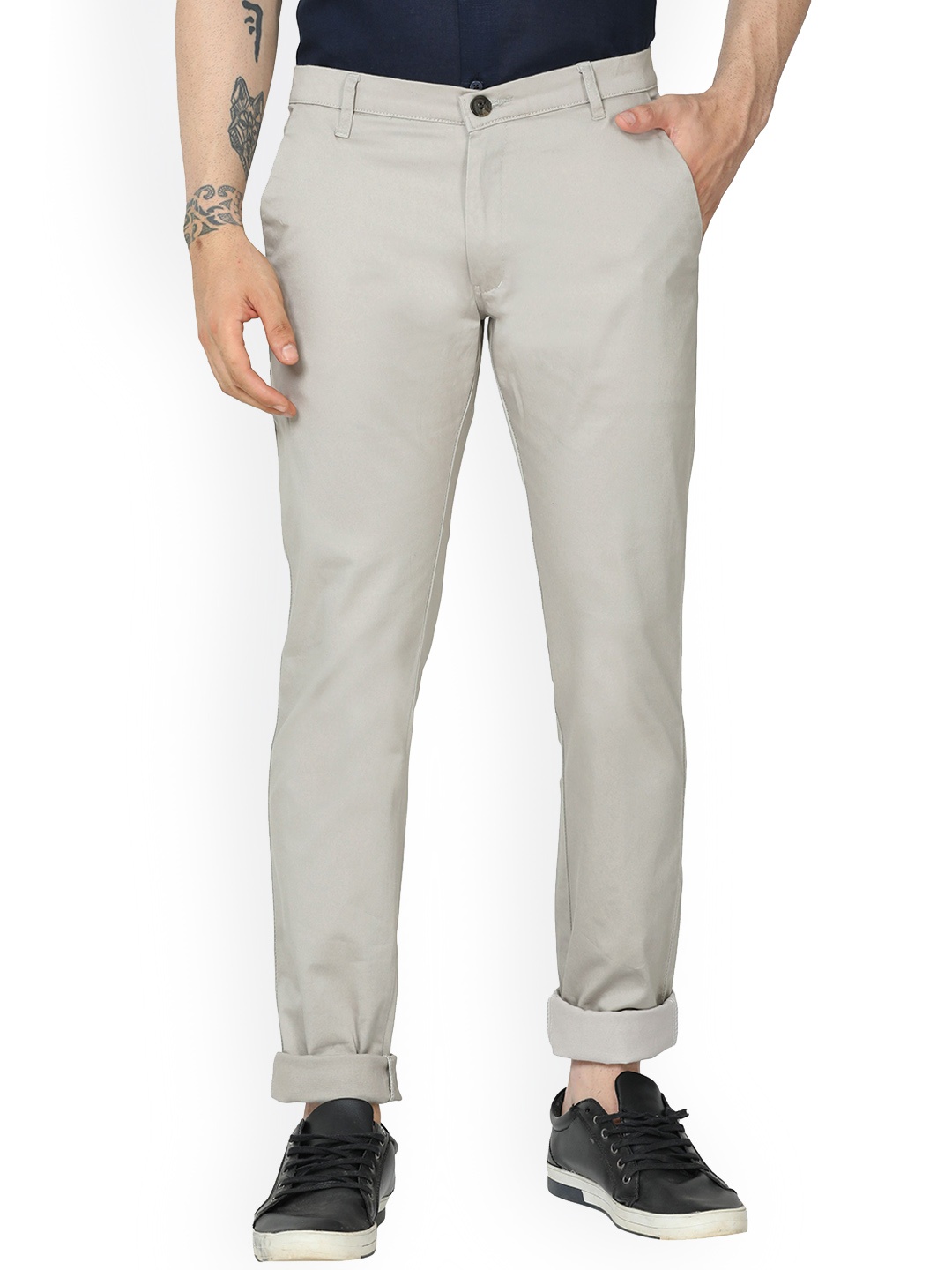 

MIRAAN Men Regular-fit Mid-rise Casual Pants, Grey
