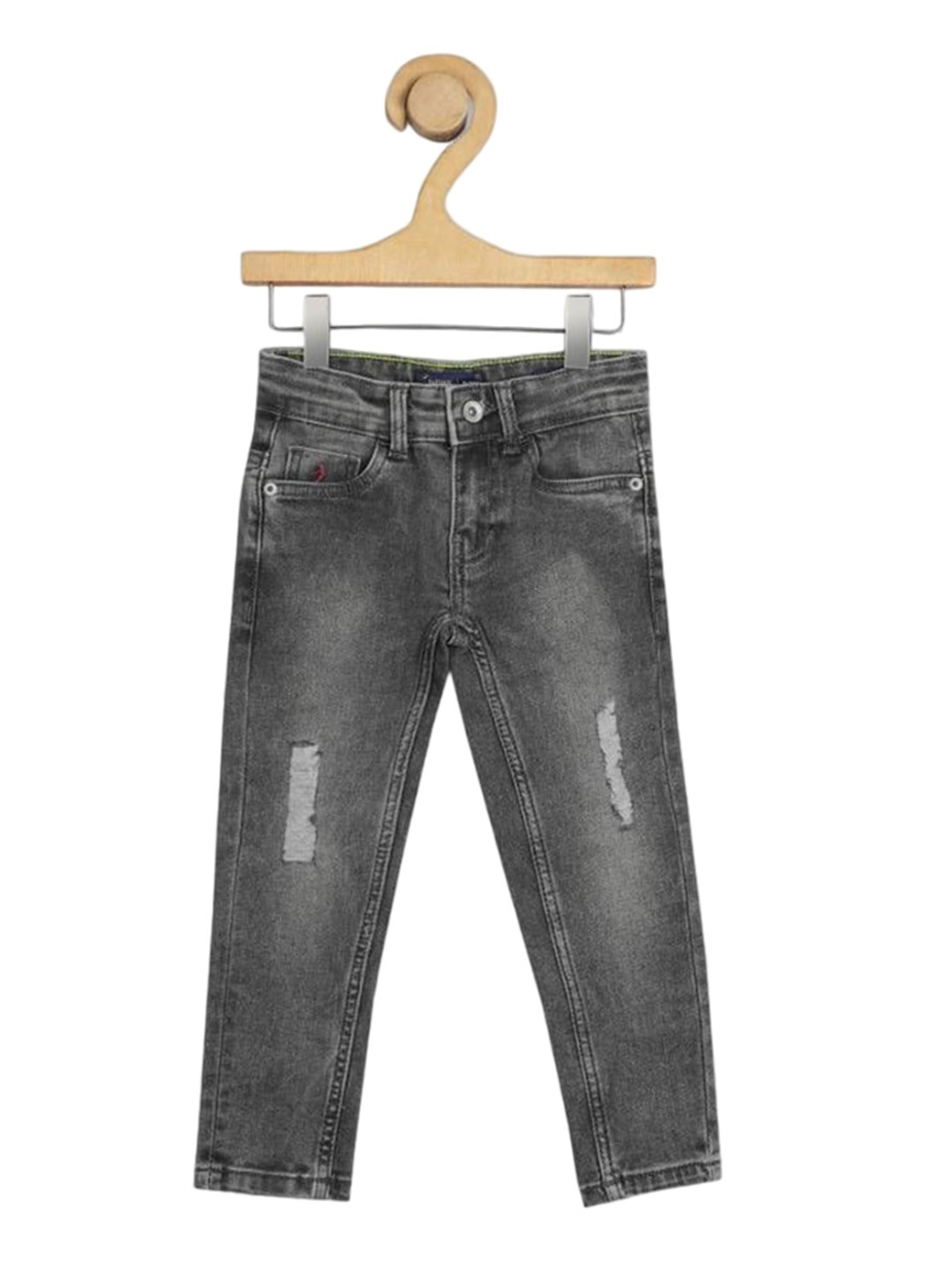 

Indian Terrain Boys Classic Tapered Fit Mildly Distressed Light Fade Jeans, Black