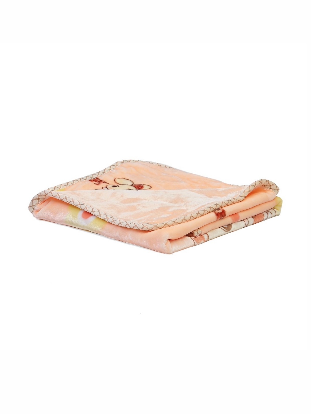 

Monte Carlo Peach-Coloured & Yellow Cartoon Characters Mild Winter 550 GSM Single Bed Blanket