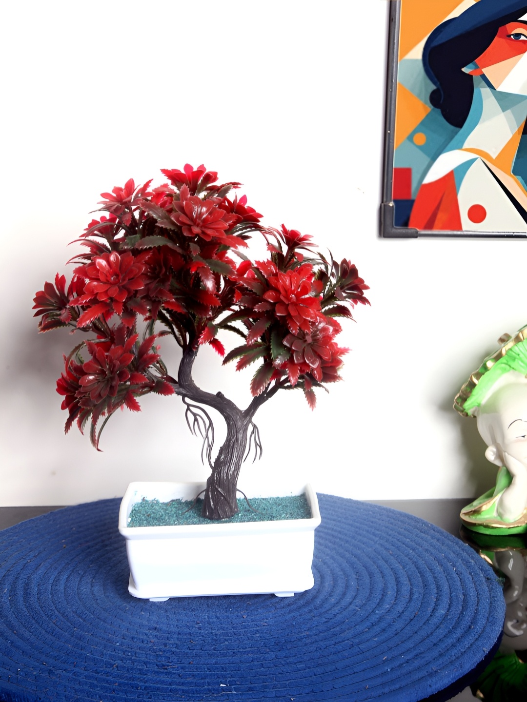 

FOLIYAJ Red 1 Pieces Bonsai Artificial Plant With Pot