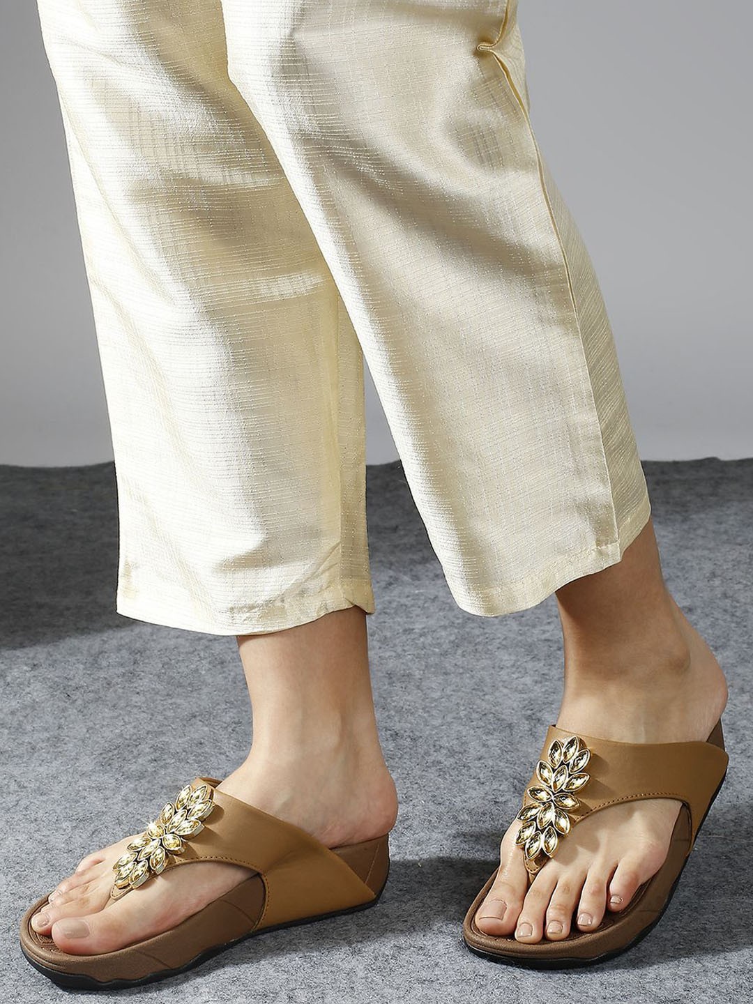 

Inc 5 Women Embellished Open Toe Comfort Sandals, Beige