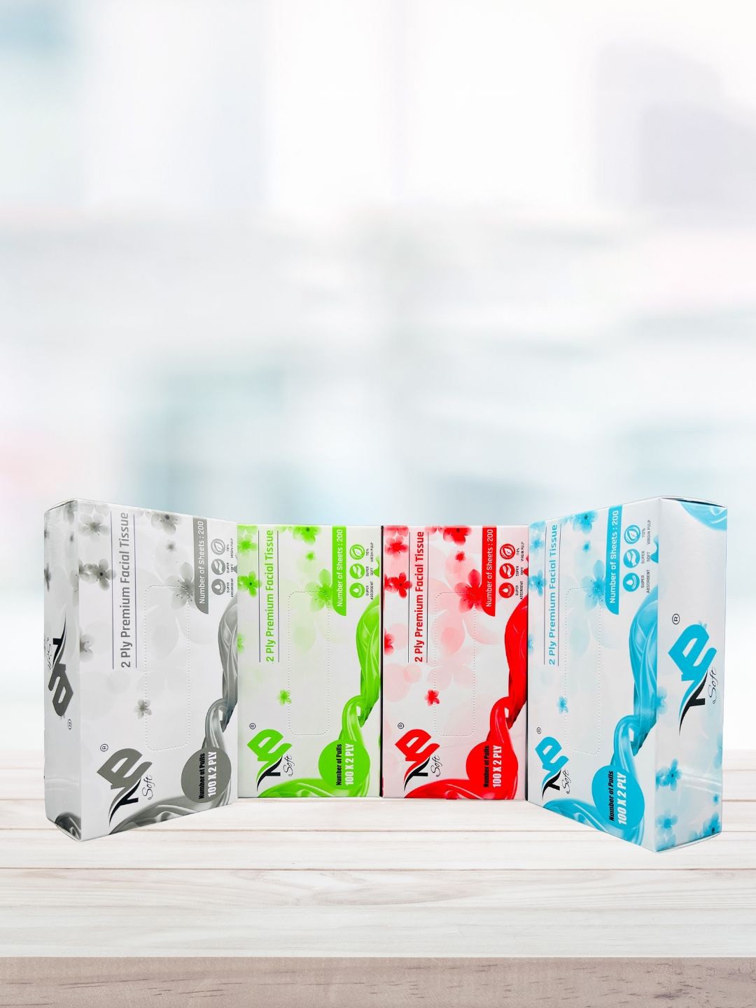 

NE SOFT Set Of 4 Ultra Soft Tissue Paper Napkins - 100Pcs Each, White