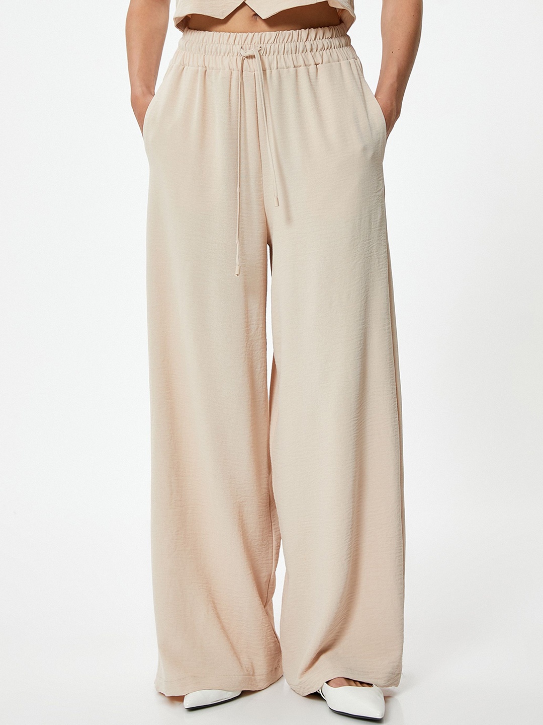 

Koton Women High-Rise Trousers, Beige