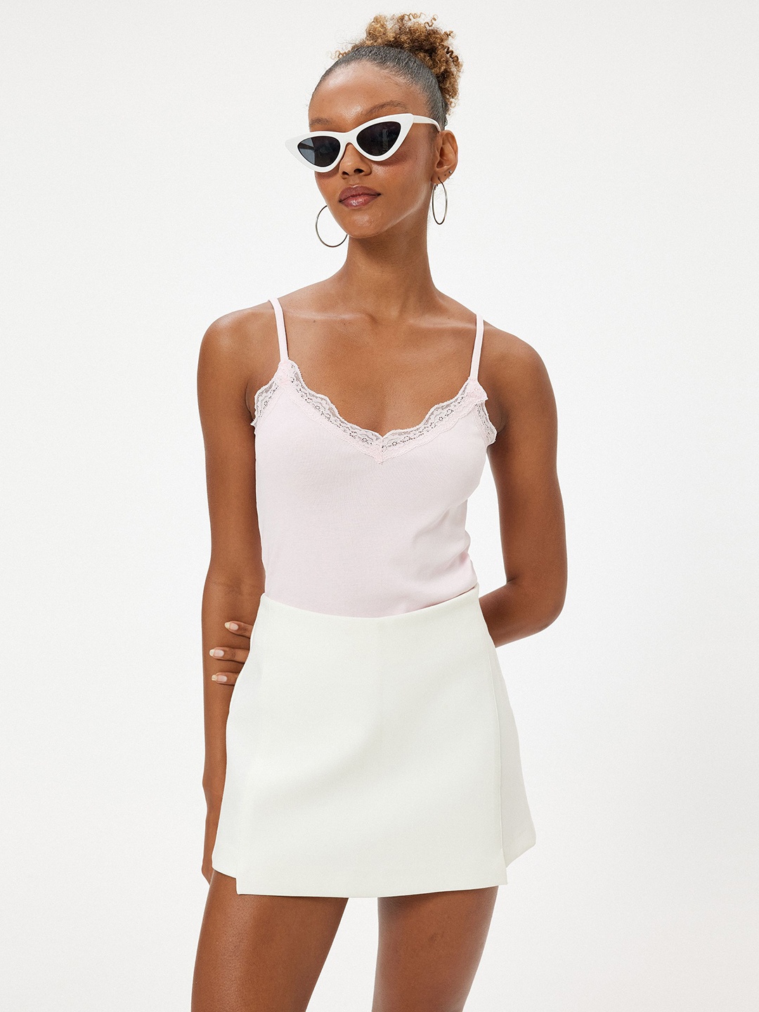 

Koton Women Solid Shoulder Straps Cotton Top, Pink