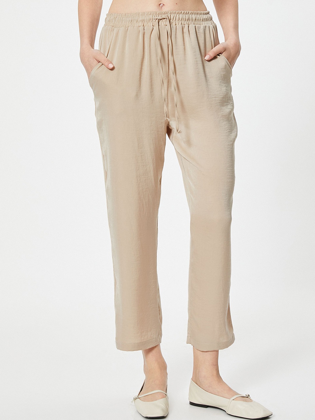 

Koton Women Mid-Rise Cotton Trousers, Beige