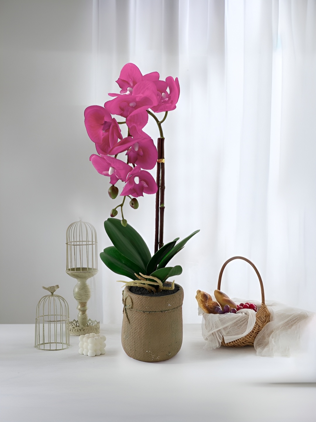 

UMAI Pink 1 Pieces Hanging Artificial Flower With Pot