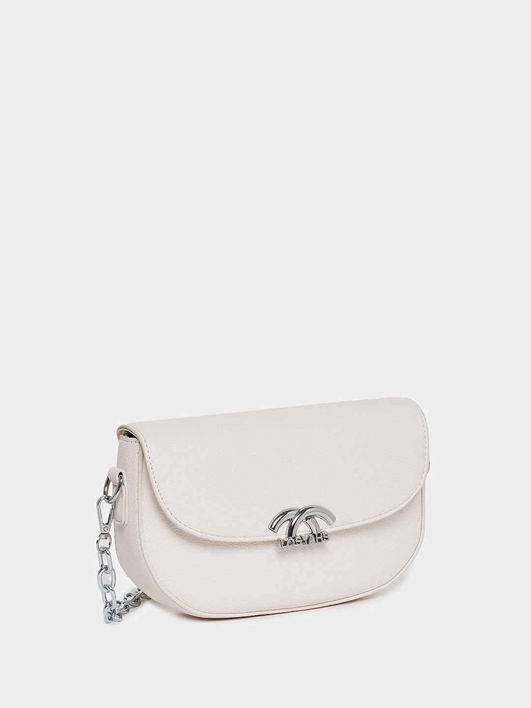 

Styli Texture Structured Buckle Detail Sling Bag, White