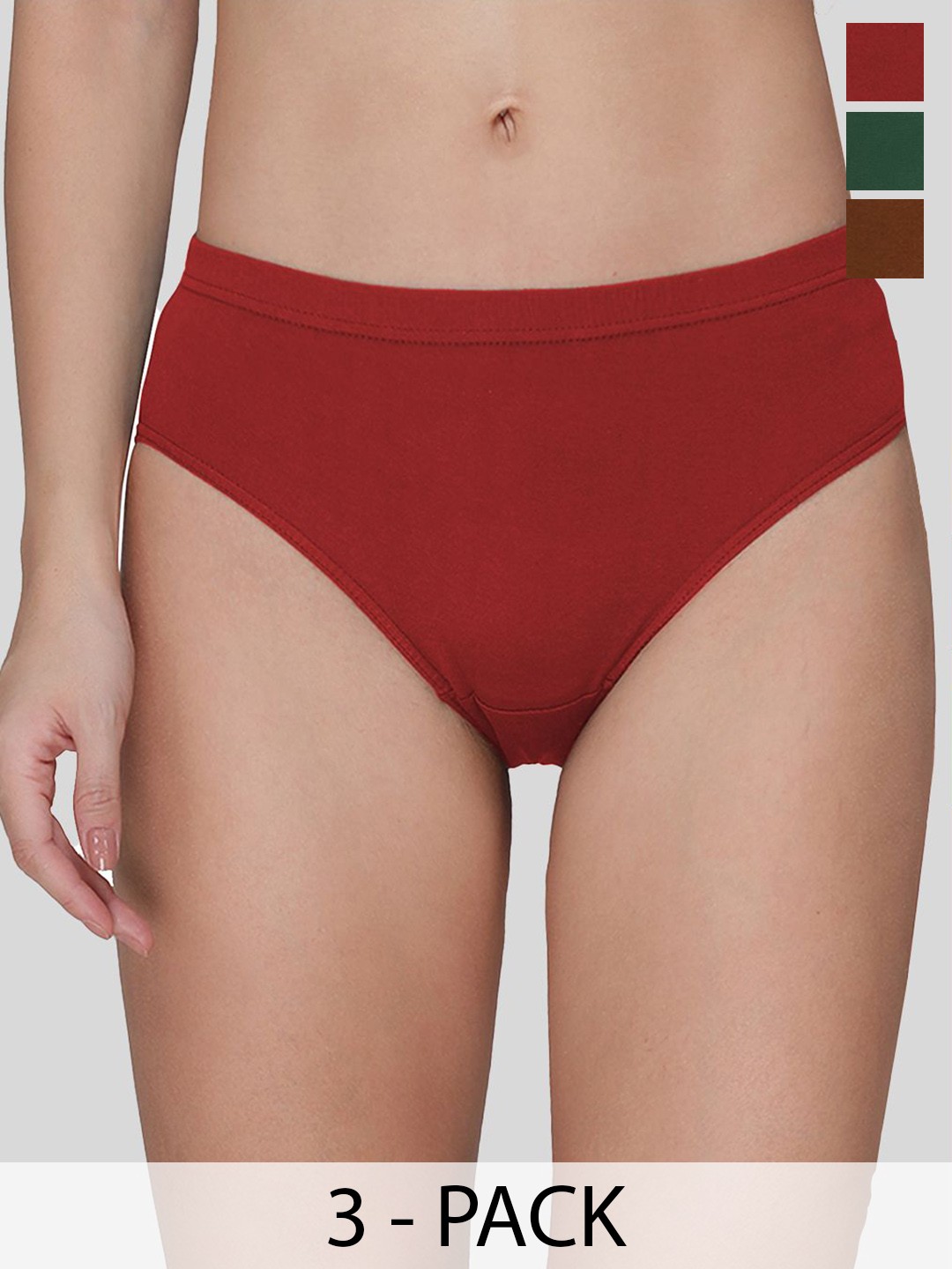 

AMUL COMFY Pack Of 3 Pure Cotton Mid-Rise Hipster Briefs AC-PLPANIE-CB-EG-LB-S-3PC, Coffee brown