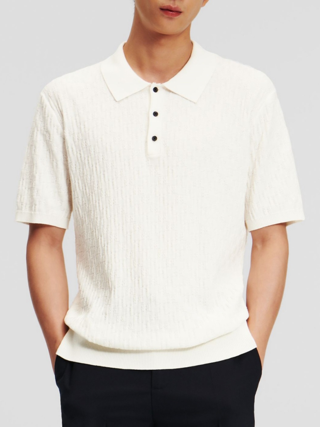 

Karl Lagerfeld Men Polo Collar Pockets T-shirt, White