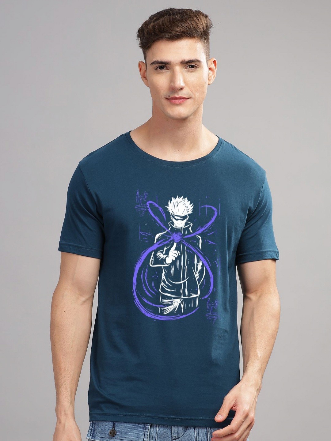 

ADRO Men Graphic Printed Graphic Print Others Round Neck Cotton Tshirt, Teal