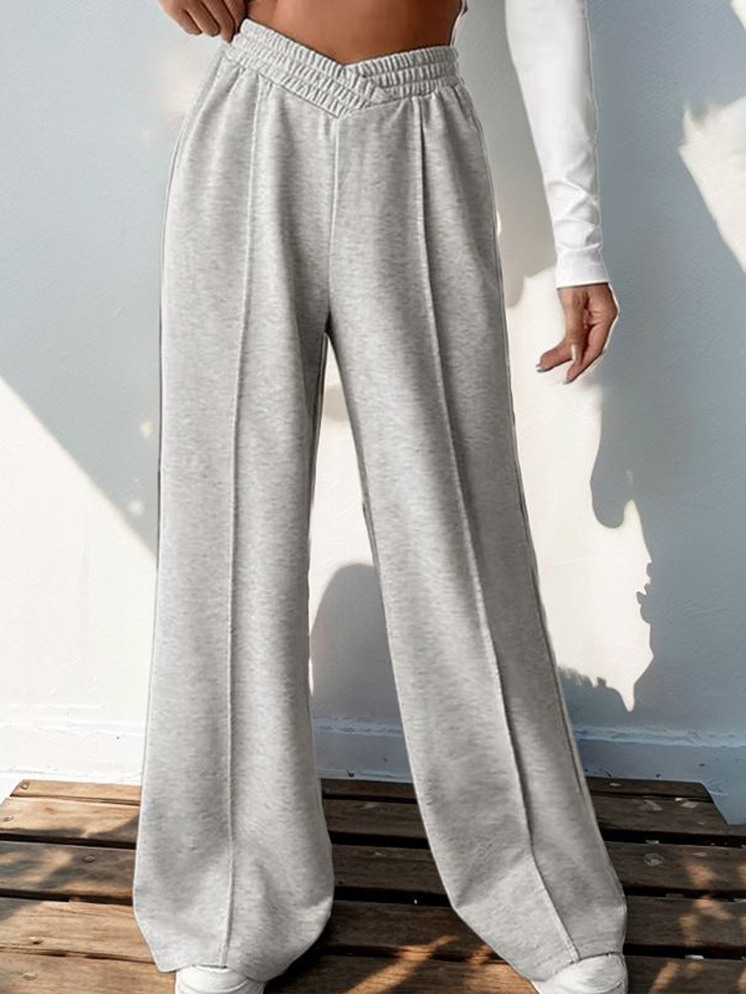 

StyleCast x Revolte Women Flared Easy Wash Trousers, Grey