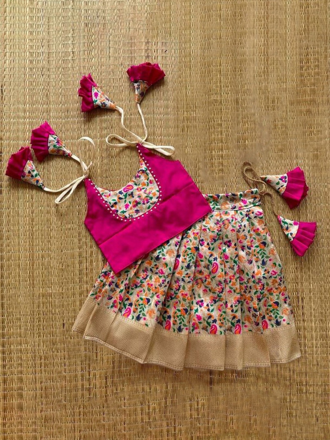 

UFB Girls Printed Ready to Wear Lehenga Choli, Pink