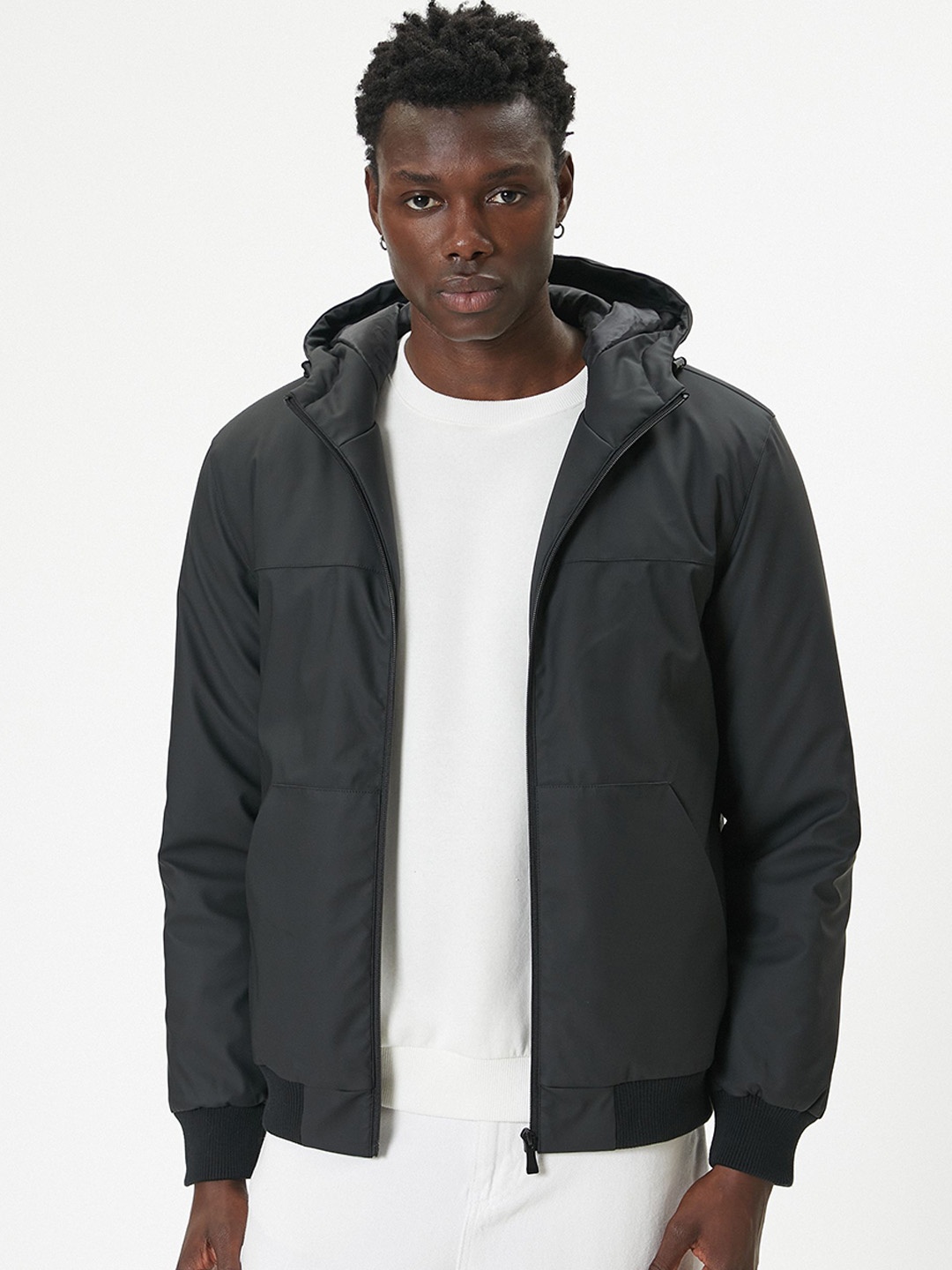 

Koton Men Floral Bomber Jacket, Black