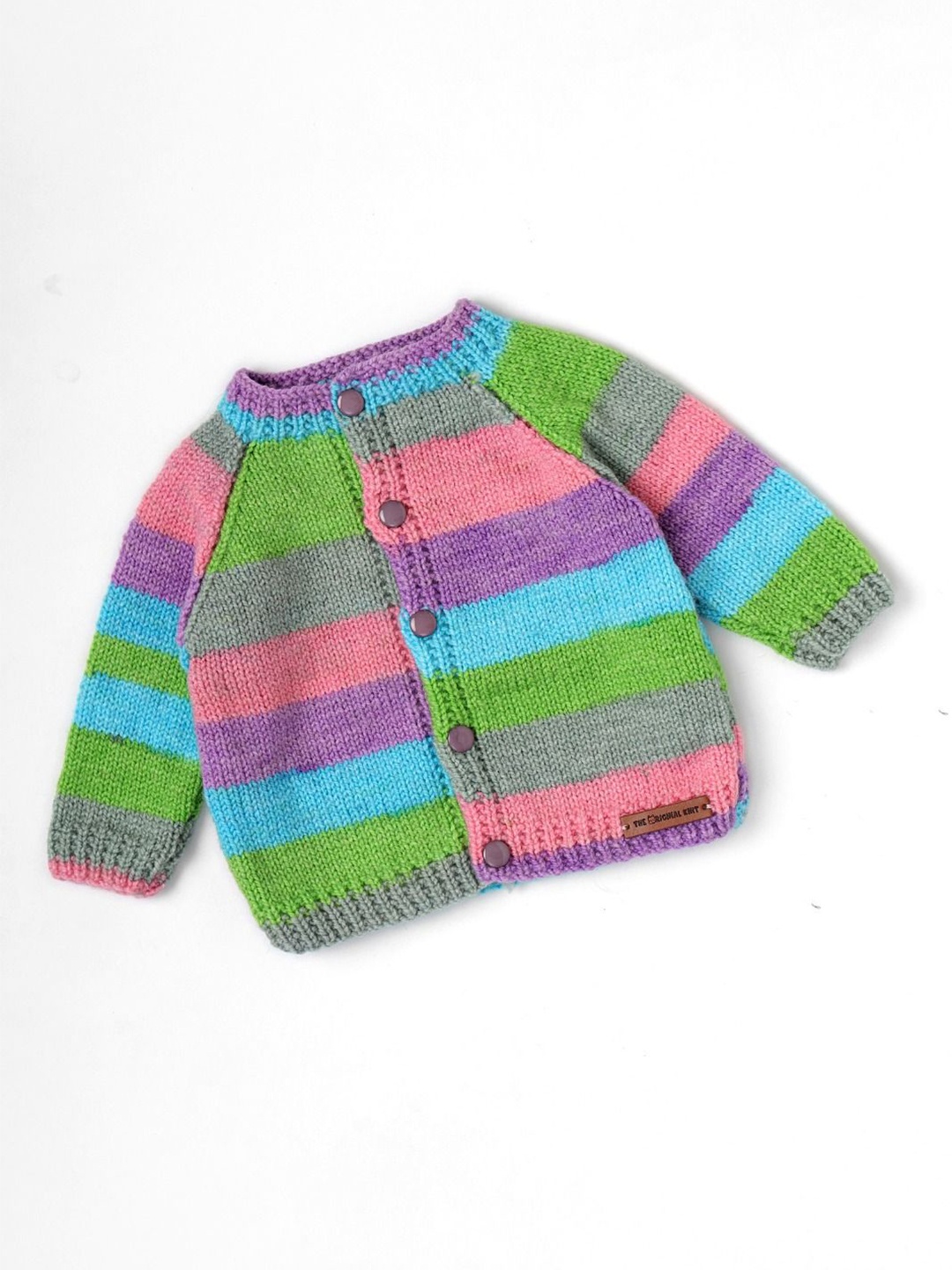 

The Original Knit Unisex Kids Striped Cardigan, Green