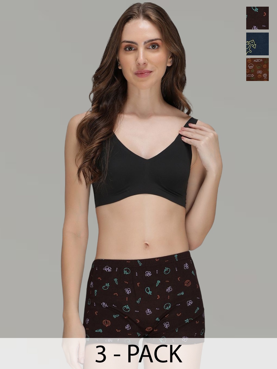 

AMUL COMFY Pack of 3 Pure Cotton Ribbed Briefs AC-PRBLOOMIE-PE-CB-LB-XL-3PC, Coffee brown