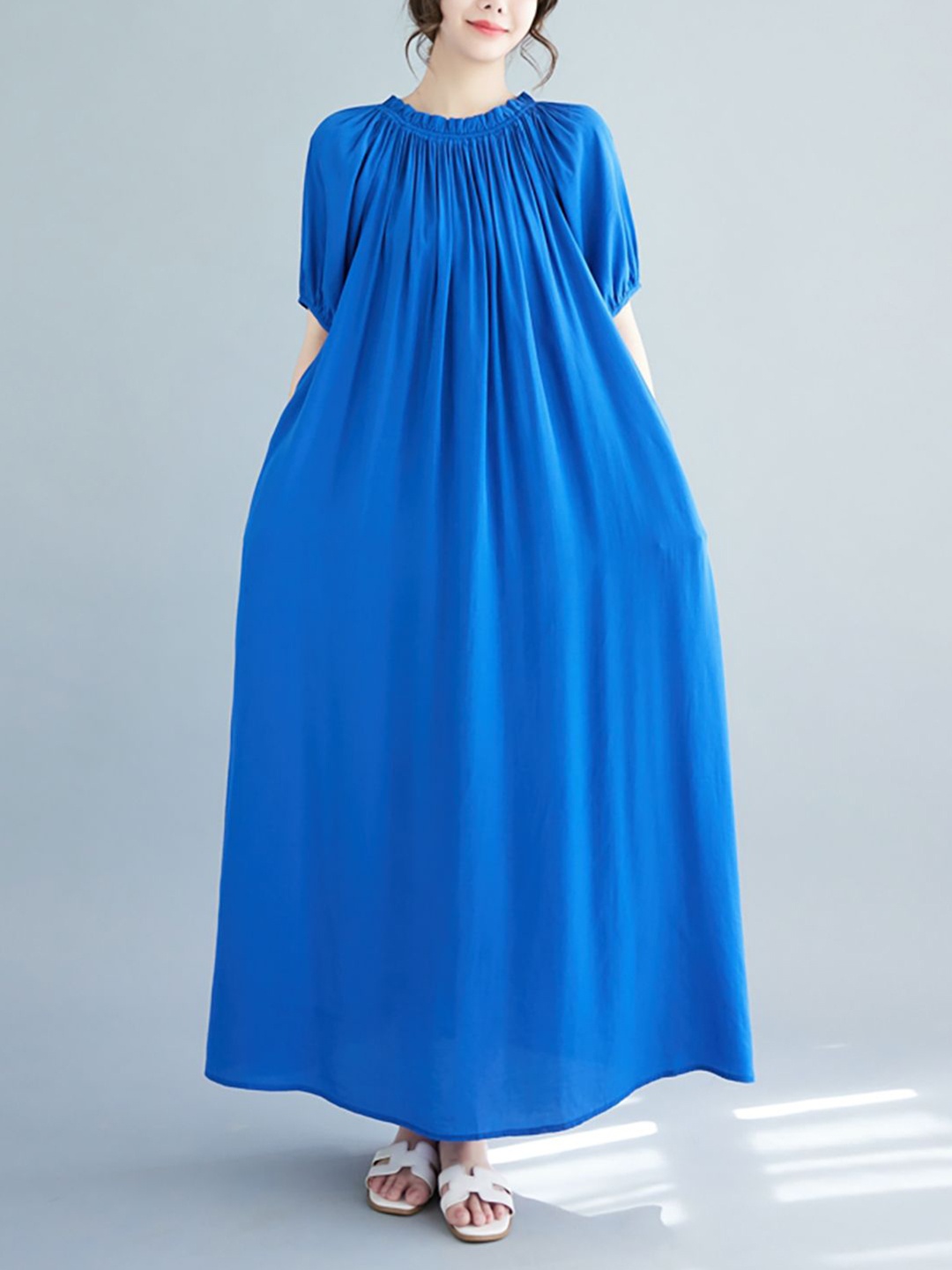 

JC Mode Off-Shoulder Puff Sleeve Maxi Dress, Blue