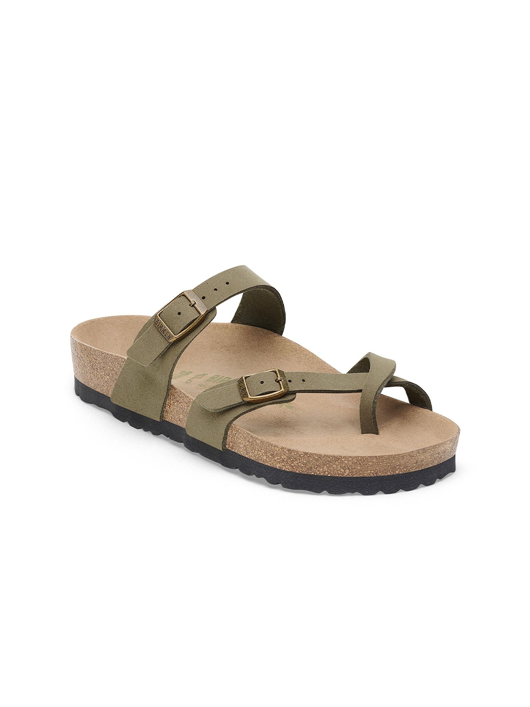 

Birkenstock Women Regular Width One Toe Flats With Buckles, Green