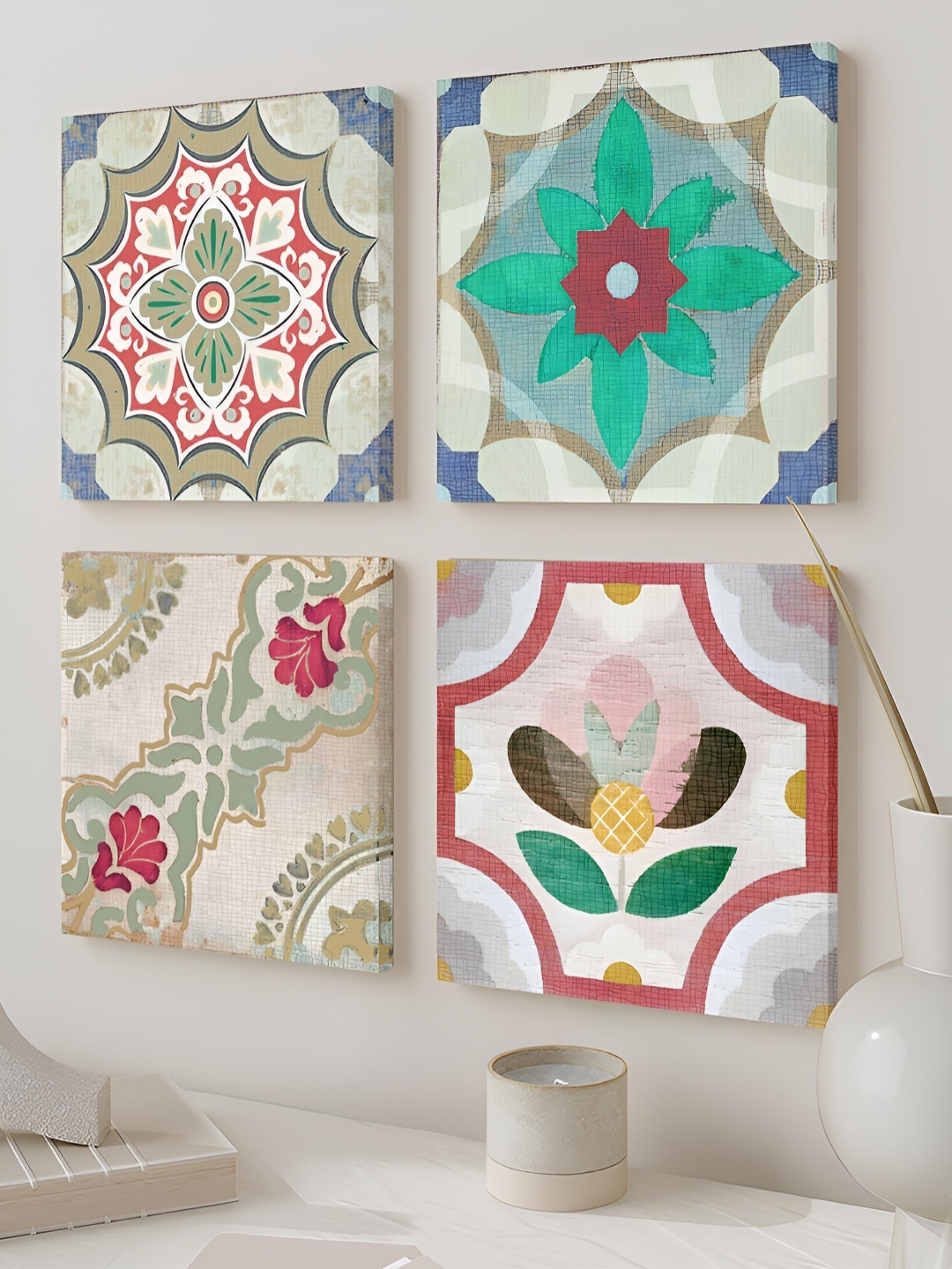 

Art Street Green & White 4 Pieces Canvas Wall Arts