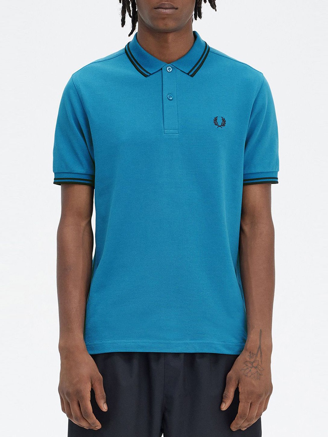 

Fred Perry Men Polo Collar Applique T-shirt, Blue