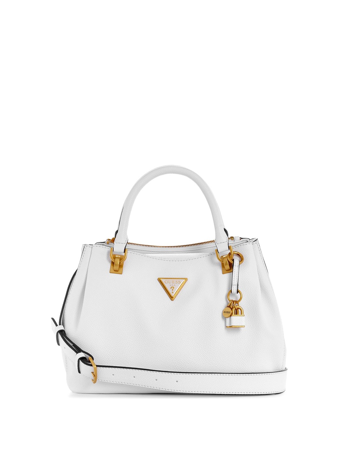 

GUESS PU Structured Handheld Bag with Tasselled, White