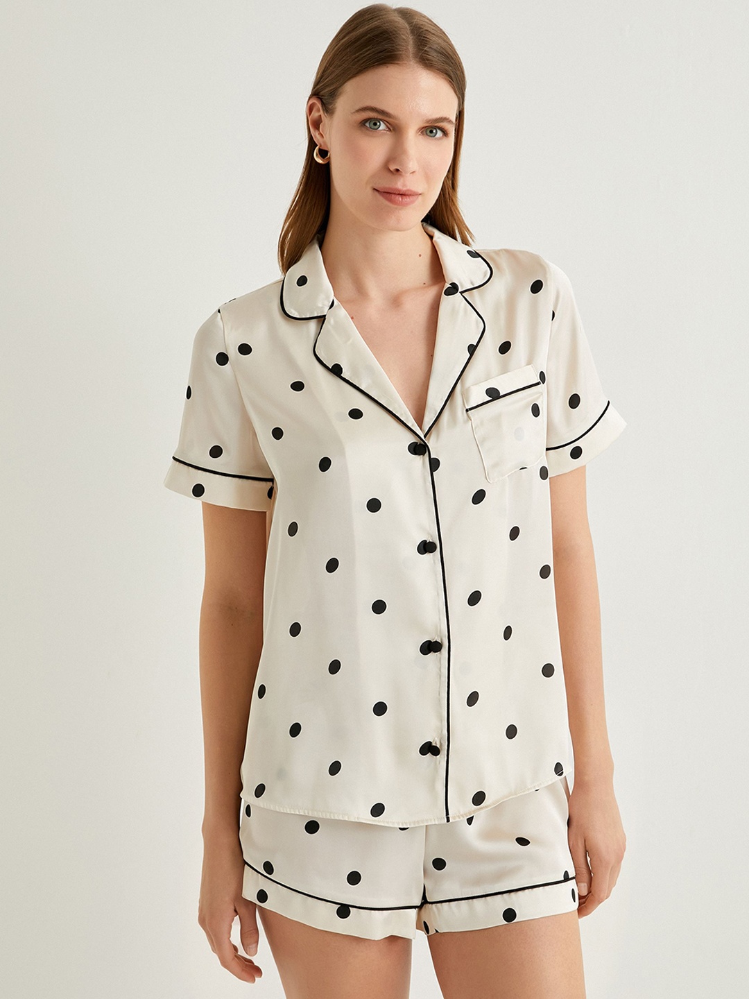 

Koton Women Printed Night suit, Cream