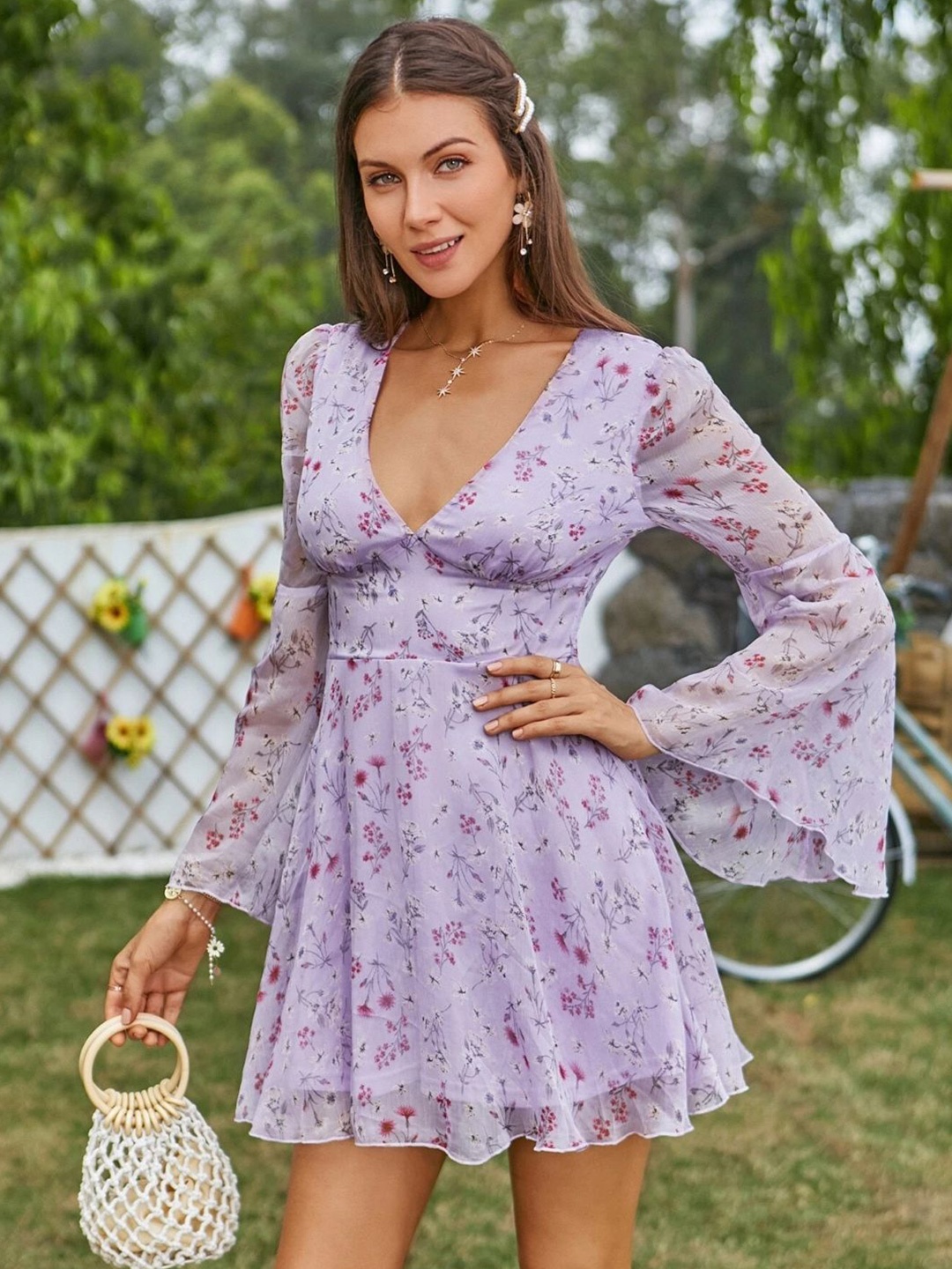 

StyleCast Floral Printed A-Line Mini Dress, Purple