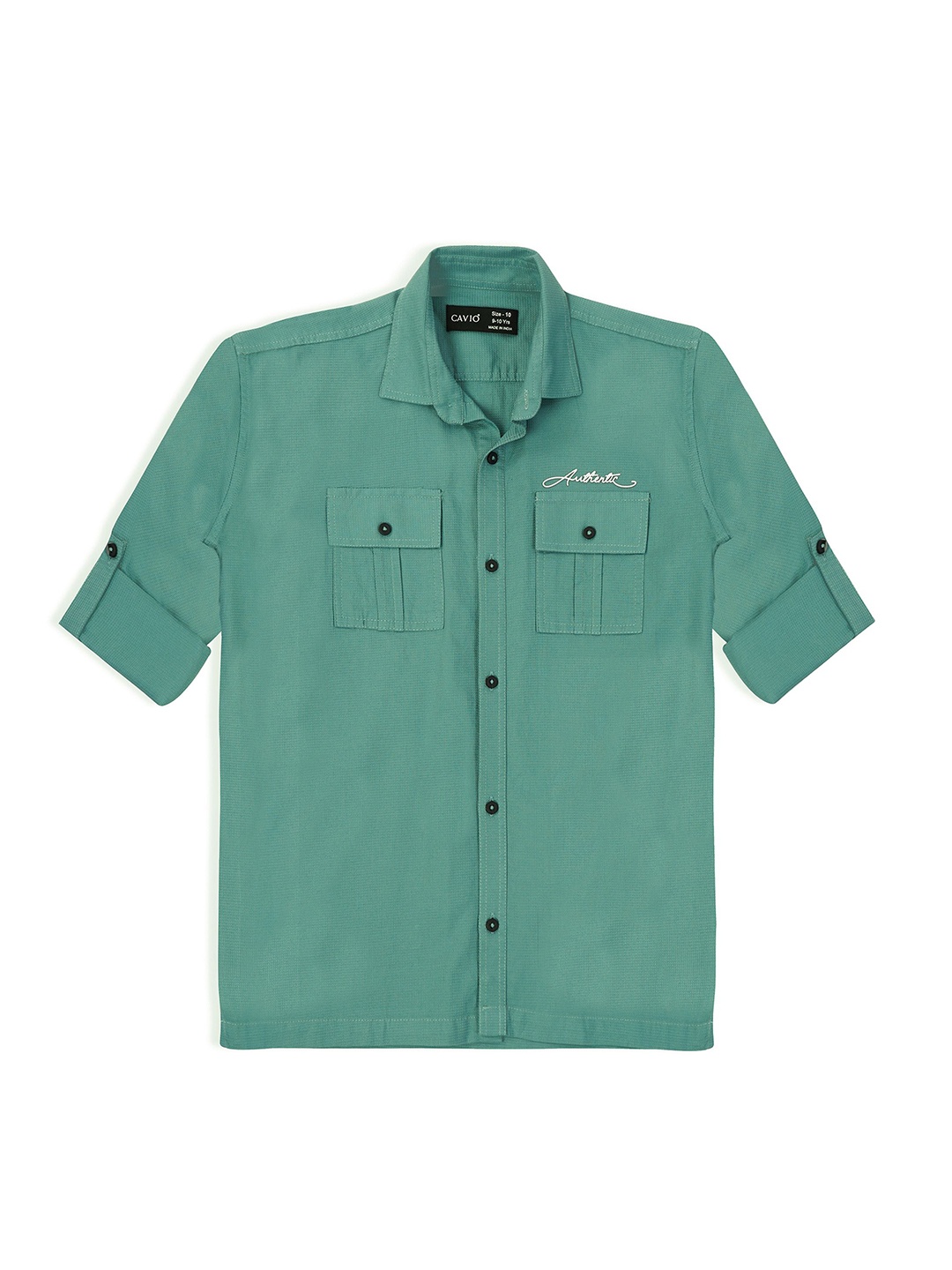 

CAVIO Boys Comfort Spread Collar Solid Cotton Casual Shirt, Green