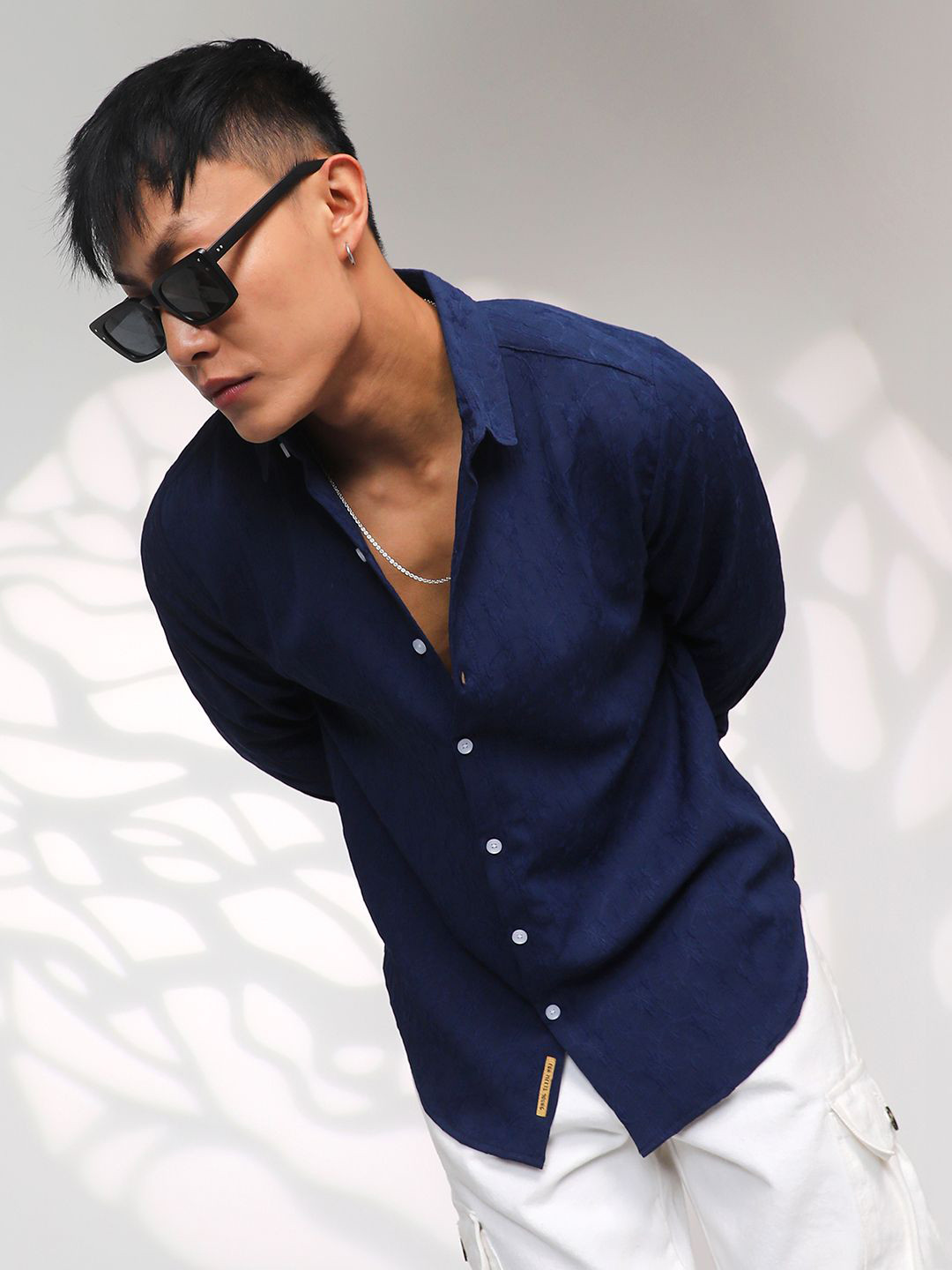 

Campus Sutra Men Comfort Textured Opaque Casual Oversized Shirt, Blue