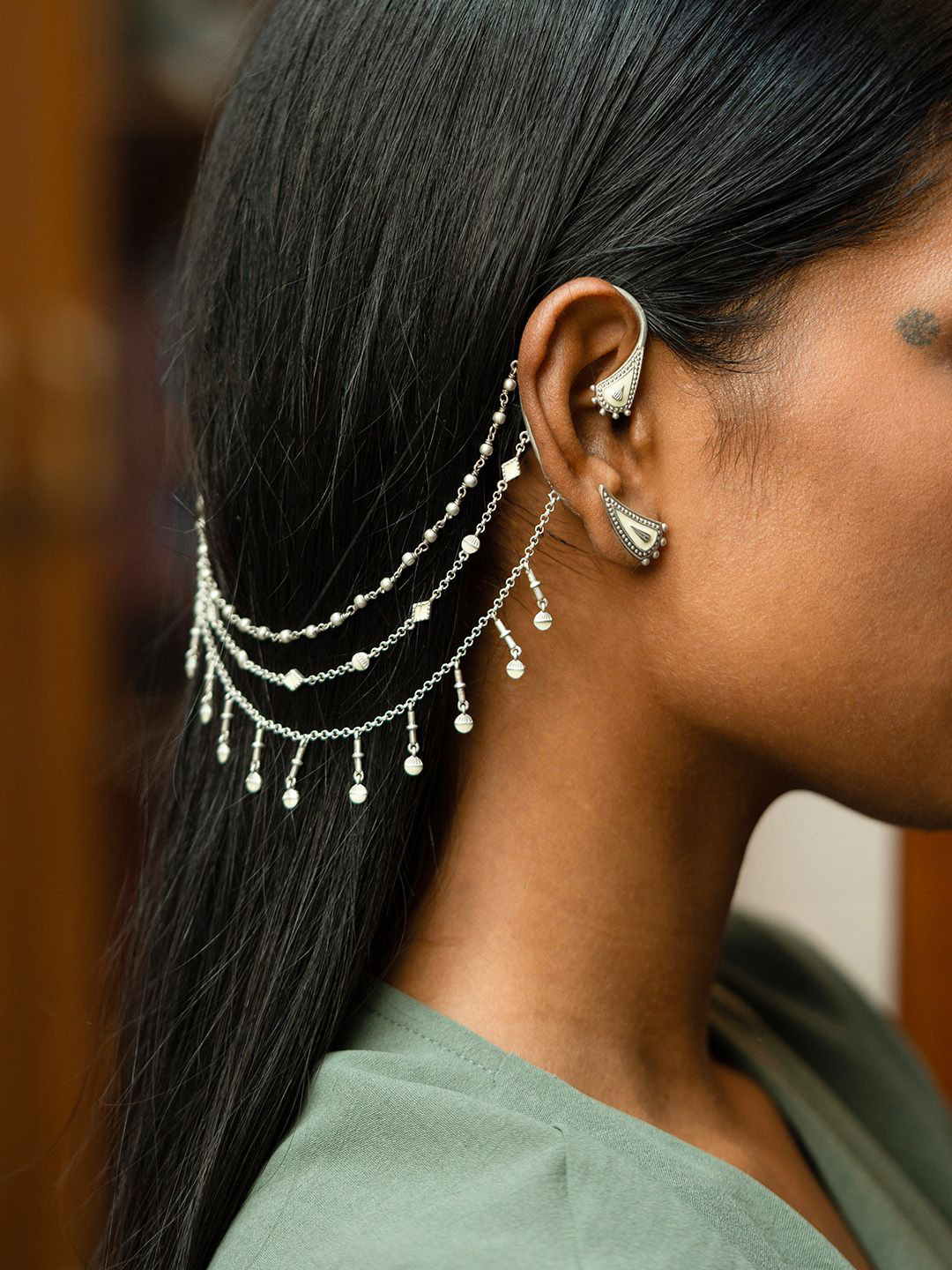 

SHAYA Contemporary Drop Earrings, Silver