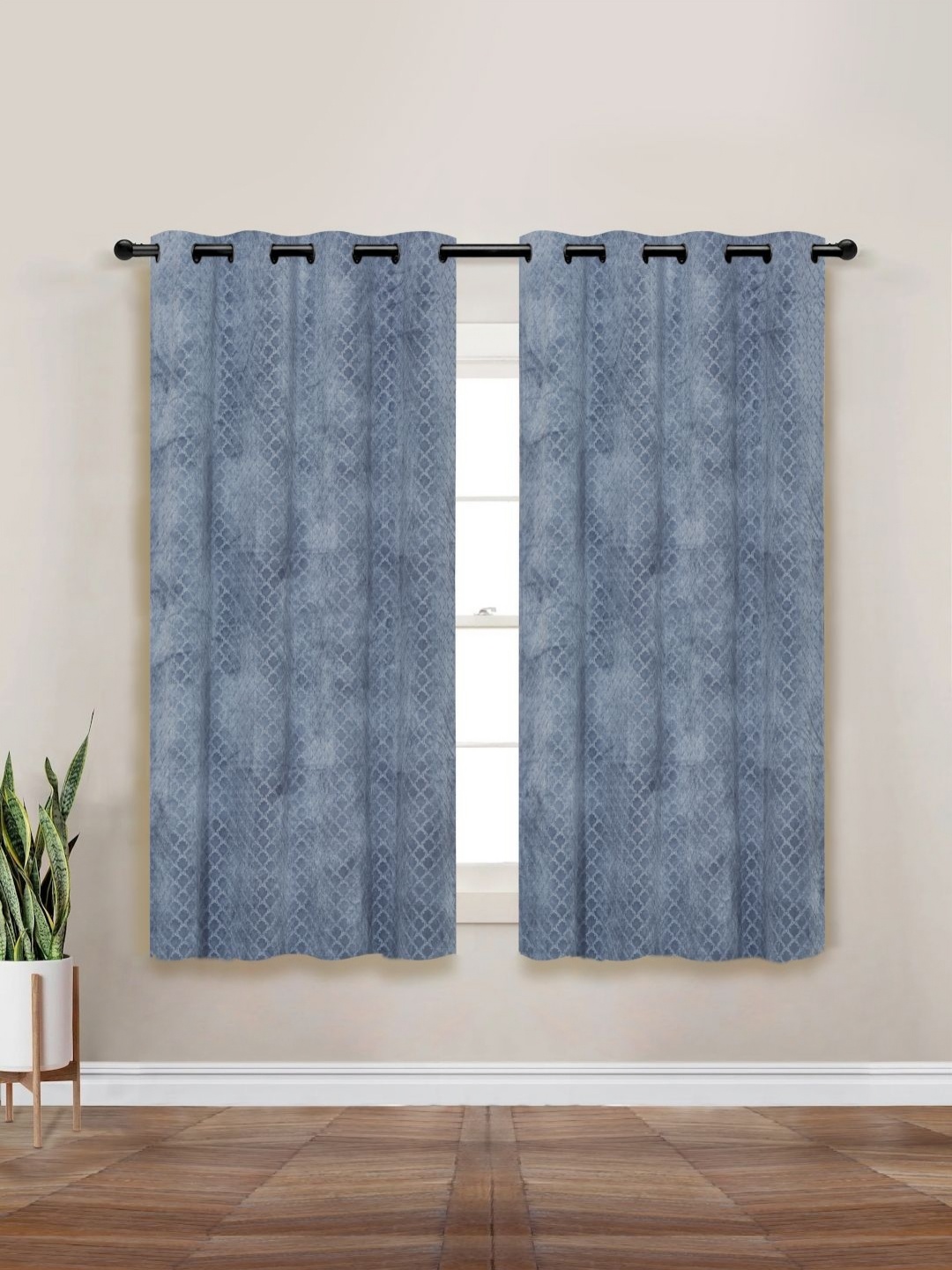 

Myntra Elegant Homes Grey Set of 2 Ethnic Motifs Black Out Window Curtain