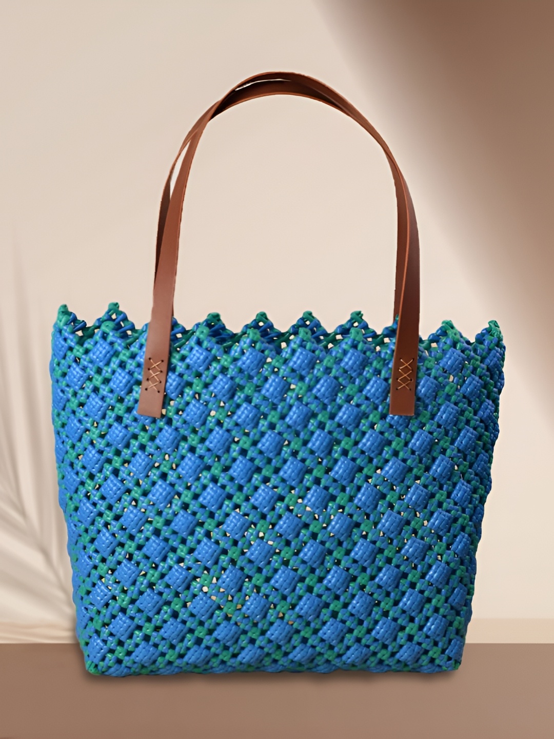 

MAATIR DESIGNS Textured Tote Bag, Blue