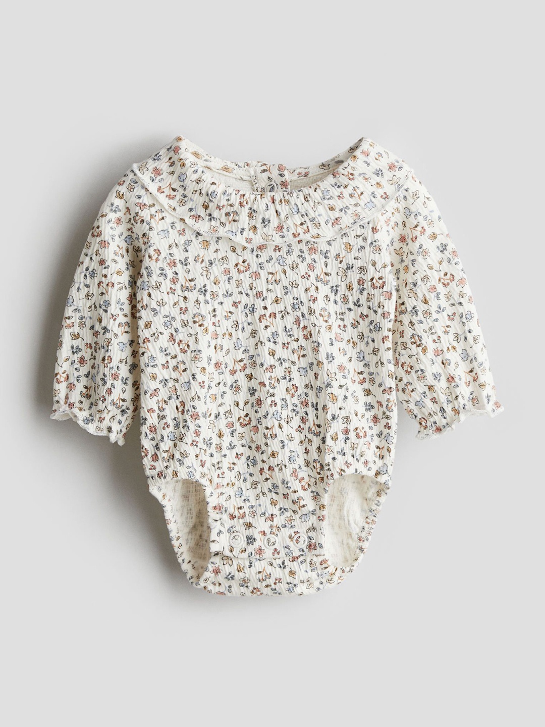 

H&M Infants Girls Printed Collared Crinkled Bodysuit, White