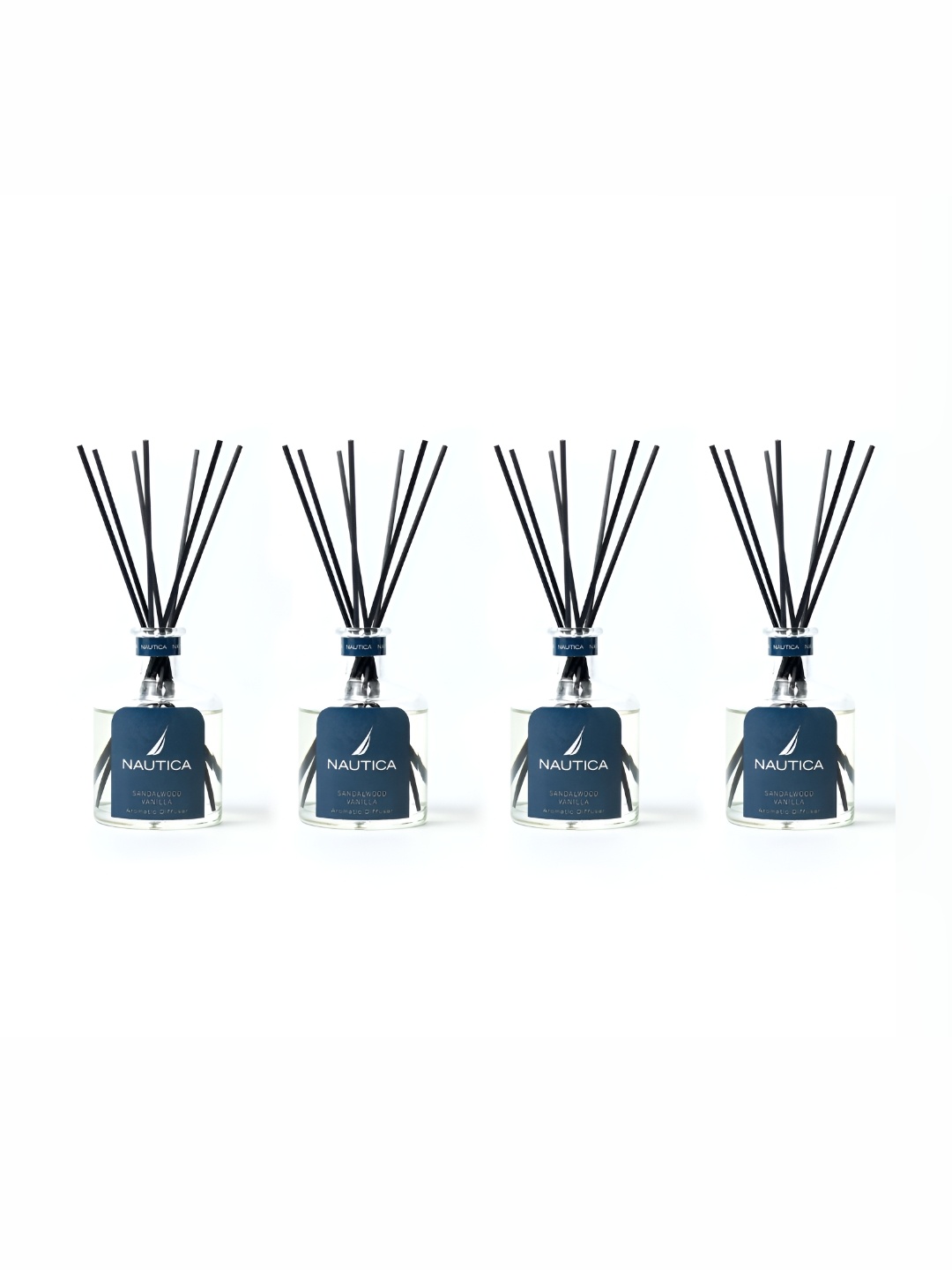 

Nautica 4-Pcs Transparent Sandalwood Vanilla Aroma Oil Diffusers With 7 Reed